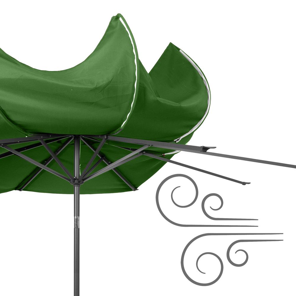 10ft UV and Wind Resistant Tilting Forest Green Patio Umbrella and Base. Picture 9