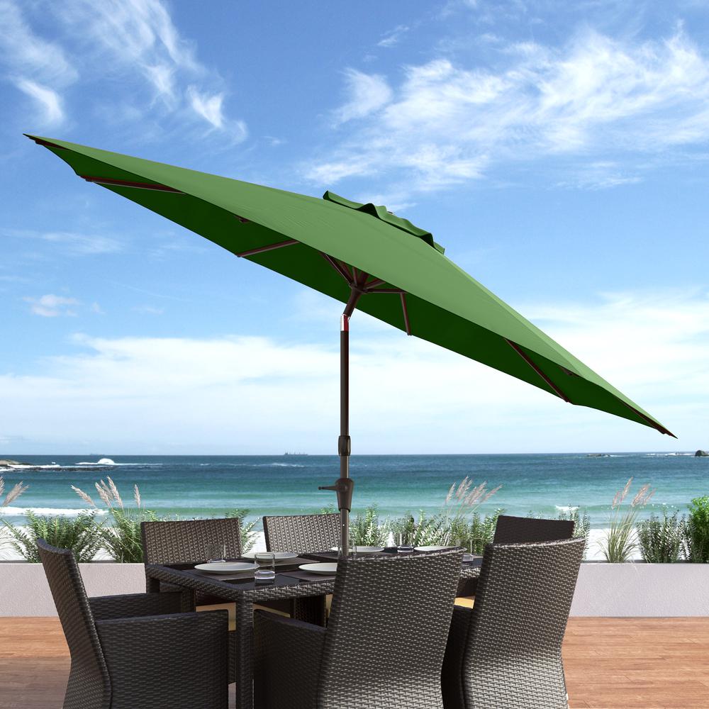 10ft UV and Wind Resistant Tilting Forest Green Patio Umbrella and Base. Picture 2