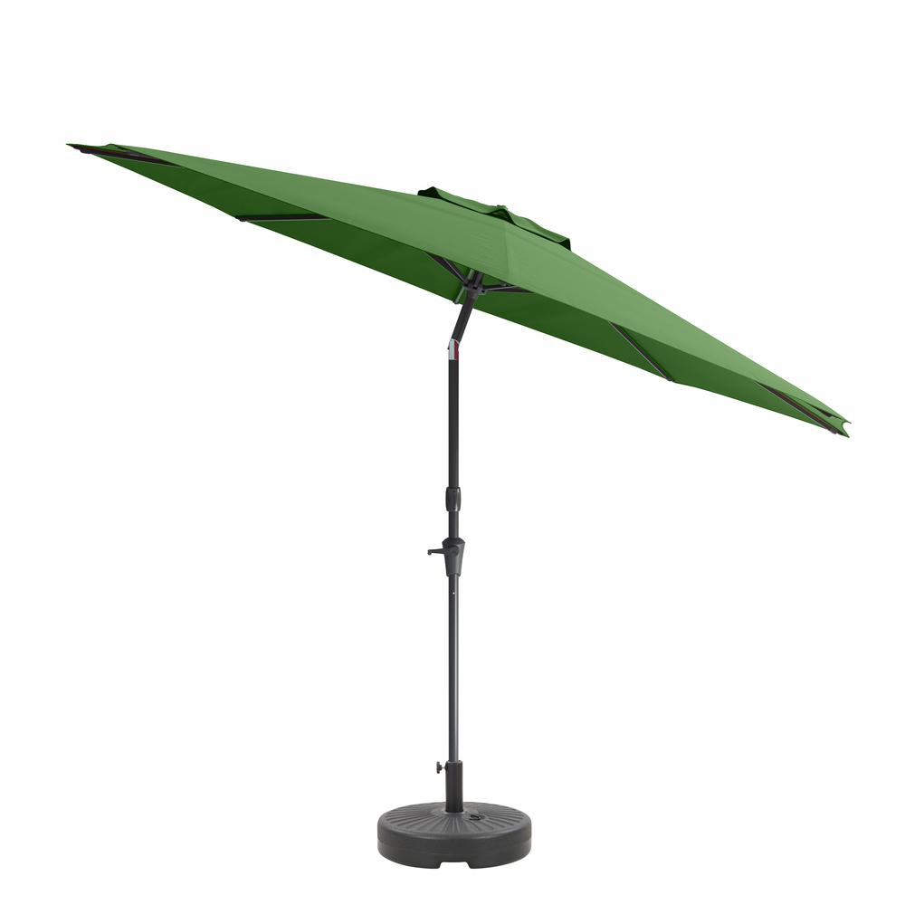 10ft UV and Wind Resistant Tilting Forest Green Patio Umbrella and Base. Picture 1