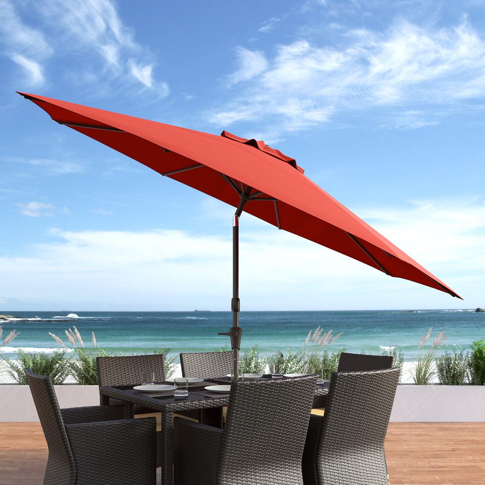 10ft UV and Wind Resistant Tilting Crimson Red Patio Umbrella and Base. Picture 2