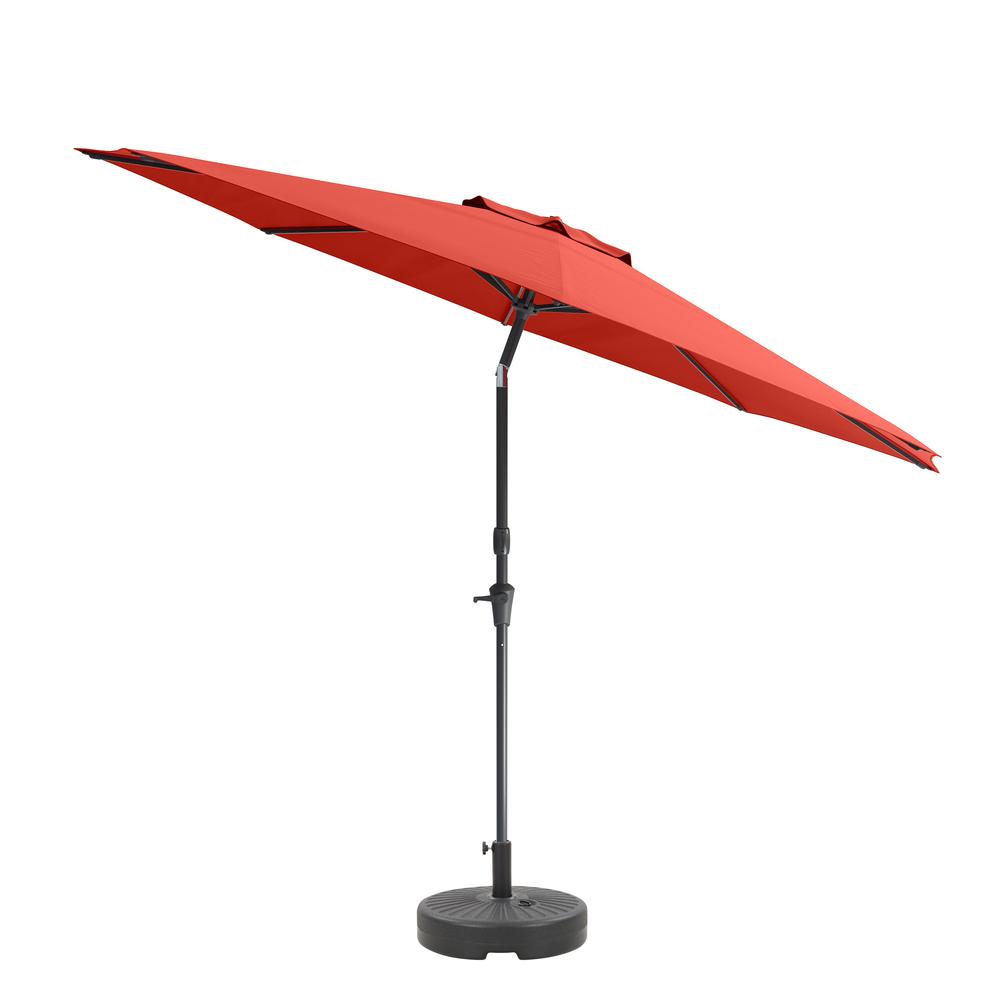 10ft UV and Wind Resistant Tilting Crimson Red Patio Umbrella and Base. Picture 1