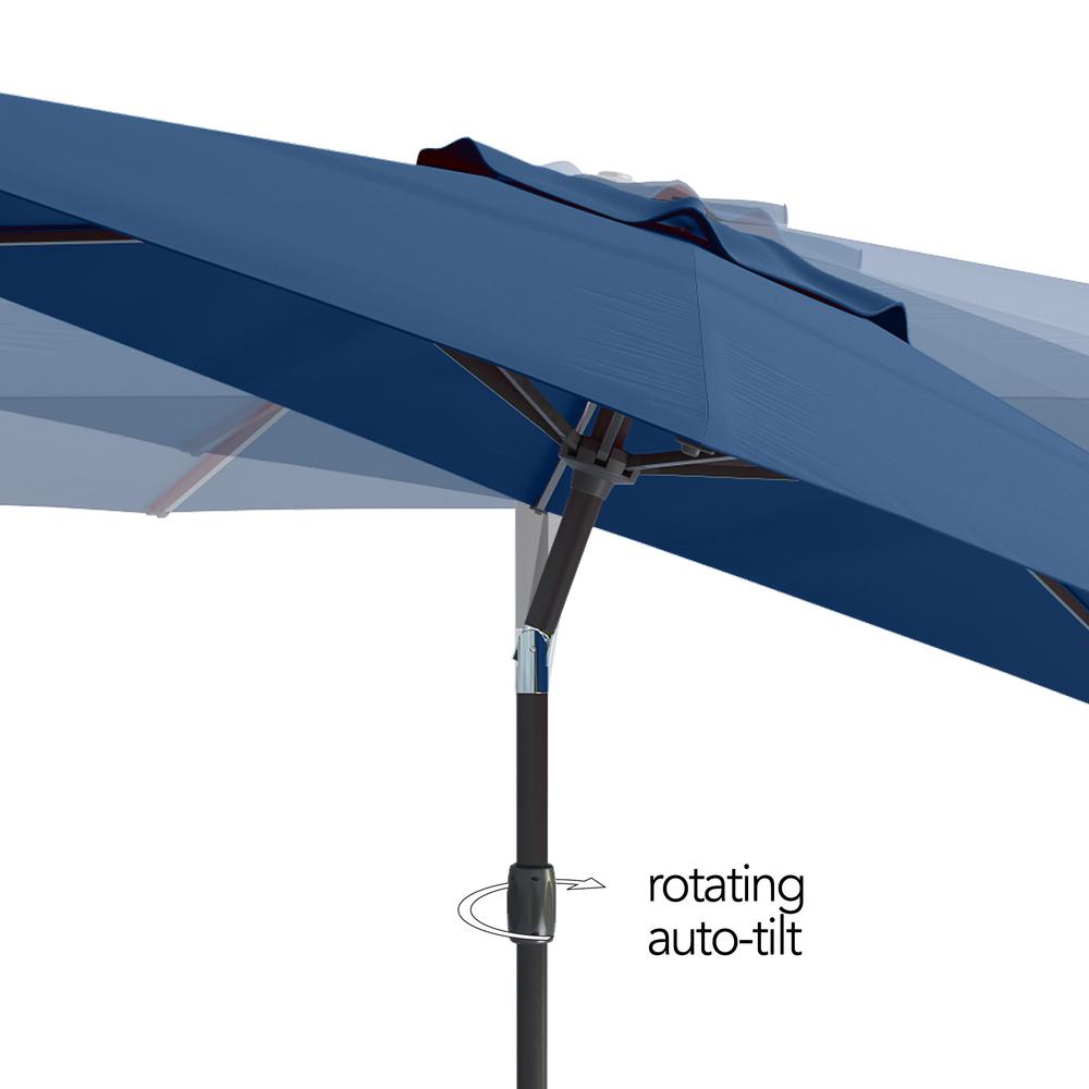 10ft UV and Wind Resistant Tilting Cobalt Blue Patio Umbrella and Base. Picture 8