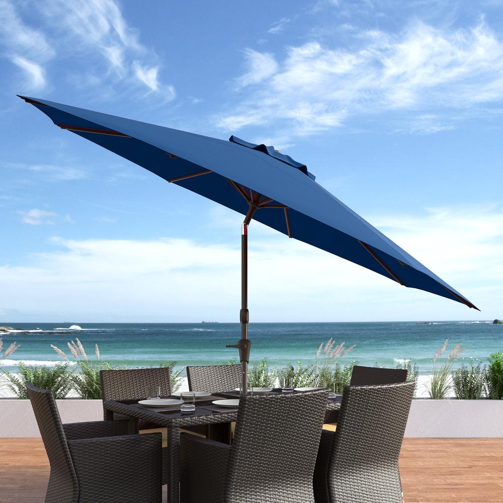 10ft UV and Wind Resistant Tilting Cobalt Blue Patio Umbrella and Base. Picture 2