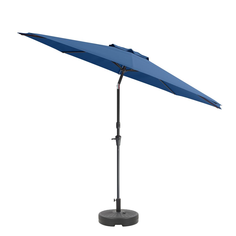 10ft UV and Wind Resistant Tilting Cobalt Blue Patio Umbrella and Base. Picture 1