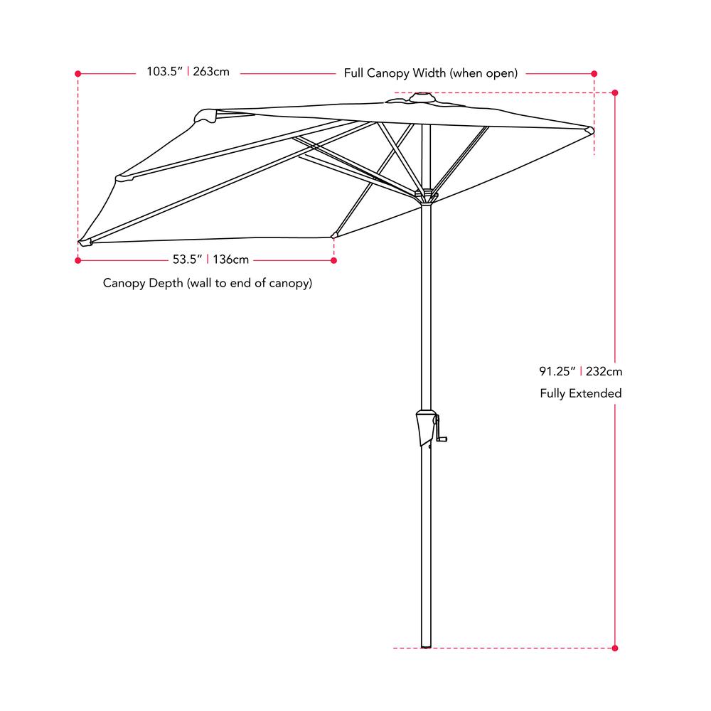 CorLiving 8.5Ft UV Resistant Half Umbrella Black. Picture 9