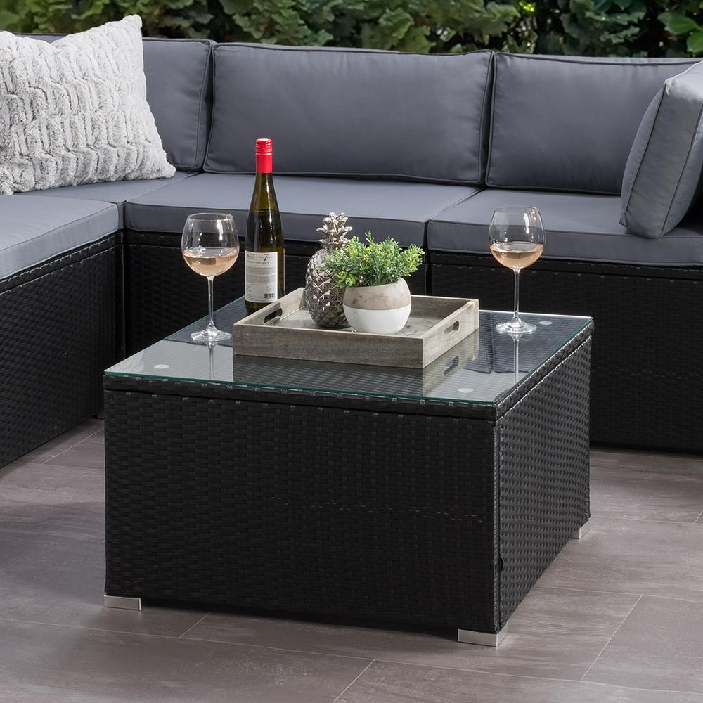 CorLiving Parksville Patio Square Coffee Table in Black. Picture 3