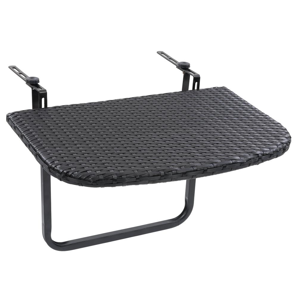 CorLiving Parksville Black Rattan Foldable Balcony Table. Picture 8