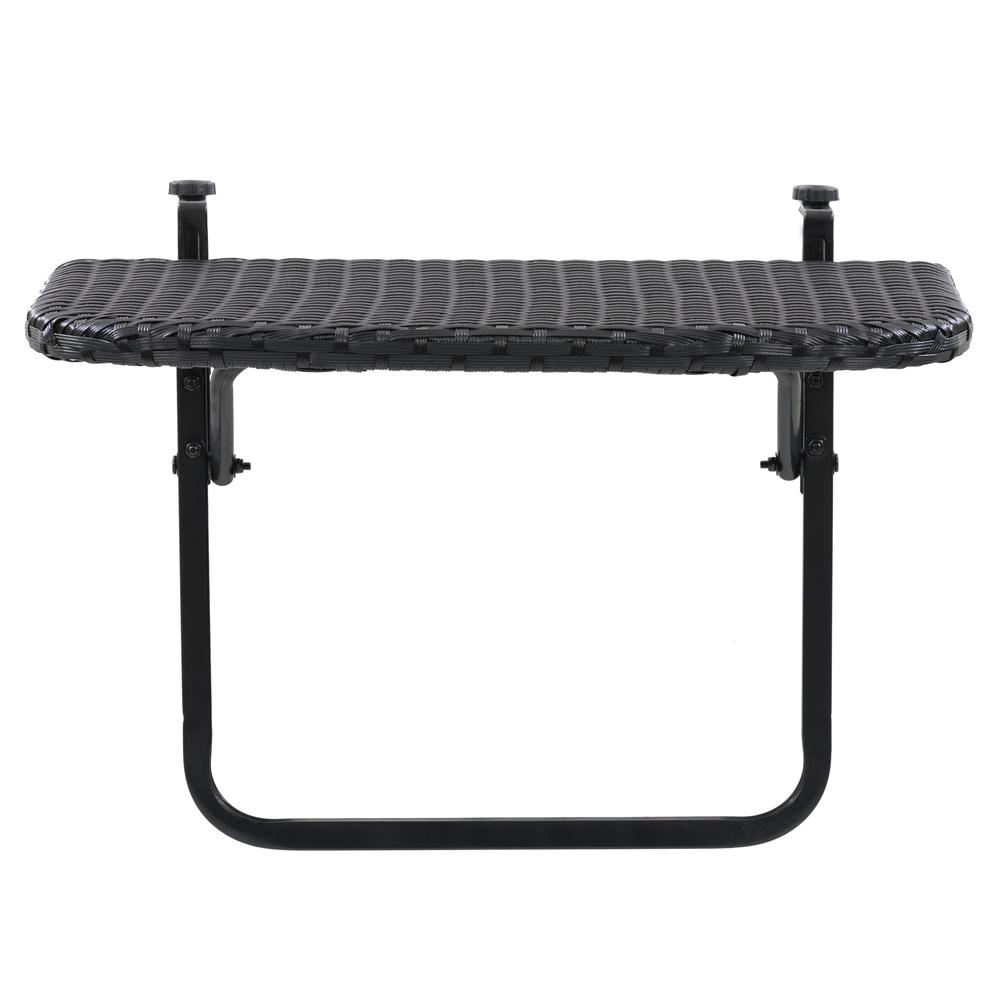 CorLiving Parksville Black Rattan Foldable Balcony Table. Picture 1