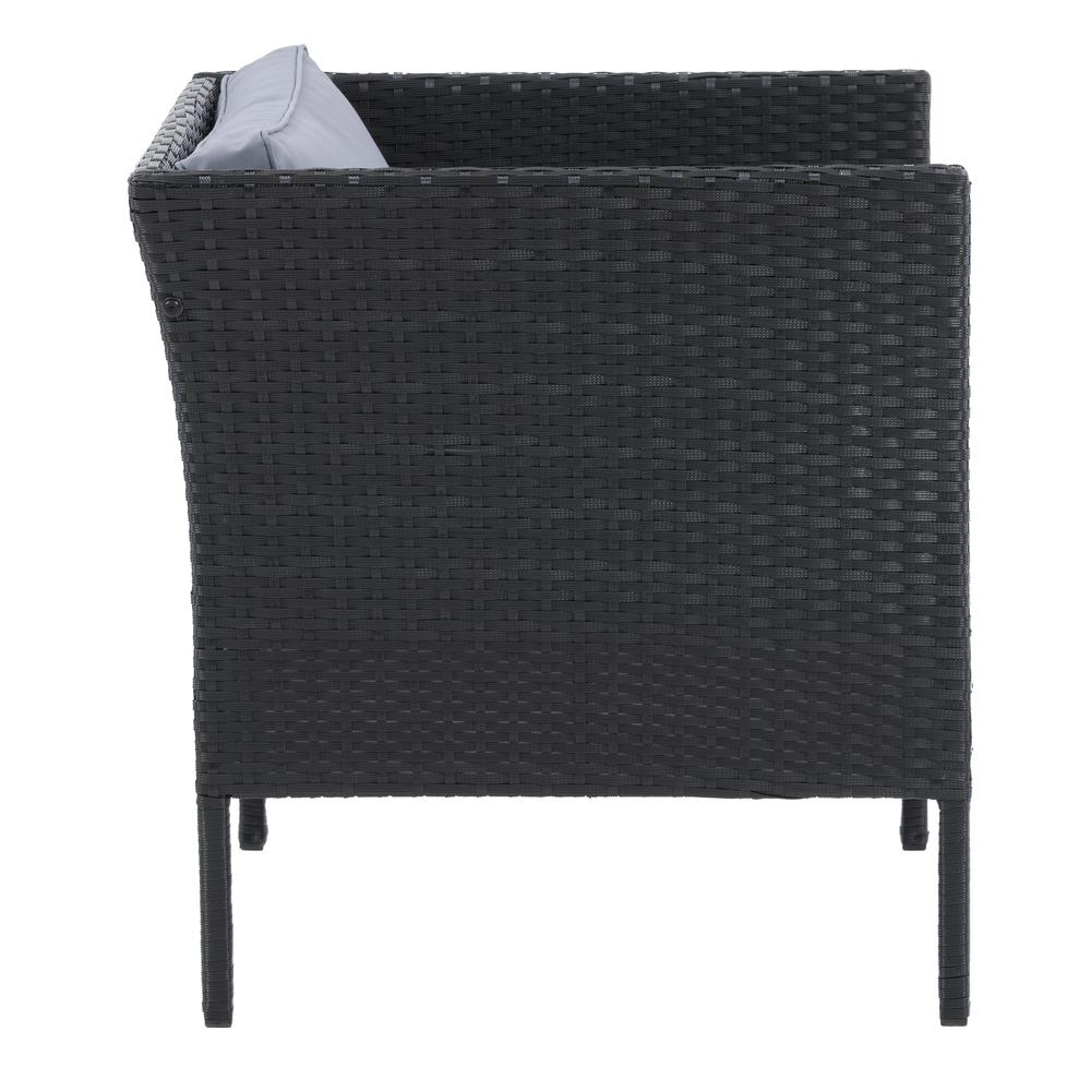 CorLiving Patio Armchair - Black Finish/Ash Grey Cushions. Picture 3