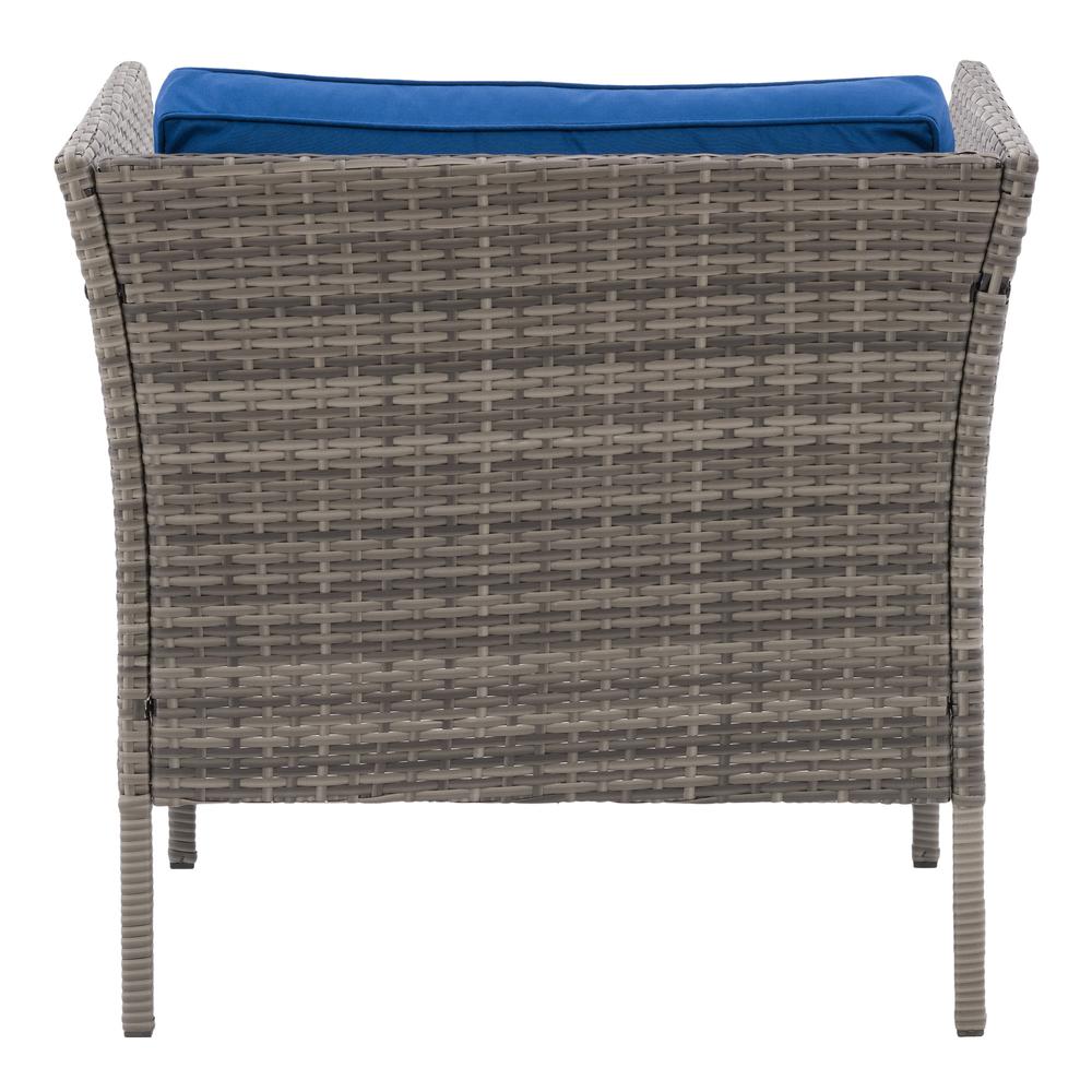 CorLiving Patio Armchair - Blended Grey Finish/Oxford Blue Cushions. Picture 4