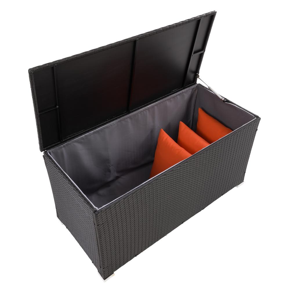 CorLiving Patio Cushion Box - Black Finish/Ash Grey Liner. Picture 7
