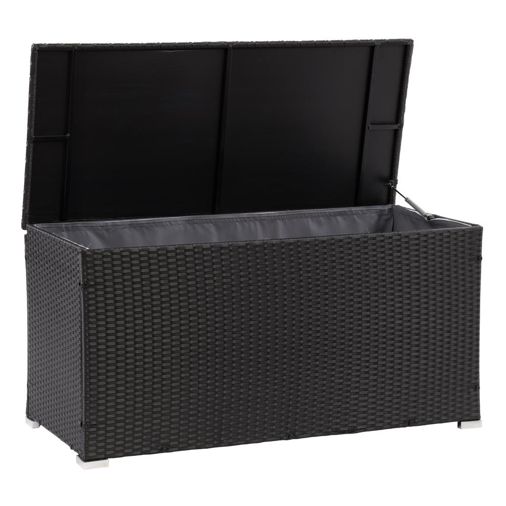 CorLiving Patio Cushion Box - Black Finish/Ash Grey Liner. Picture 3