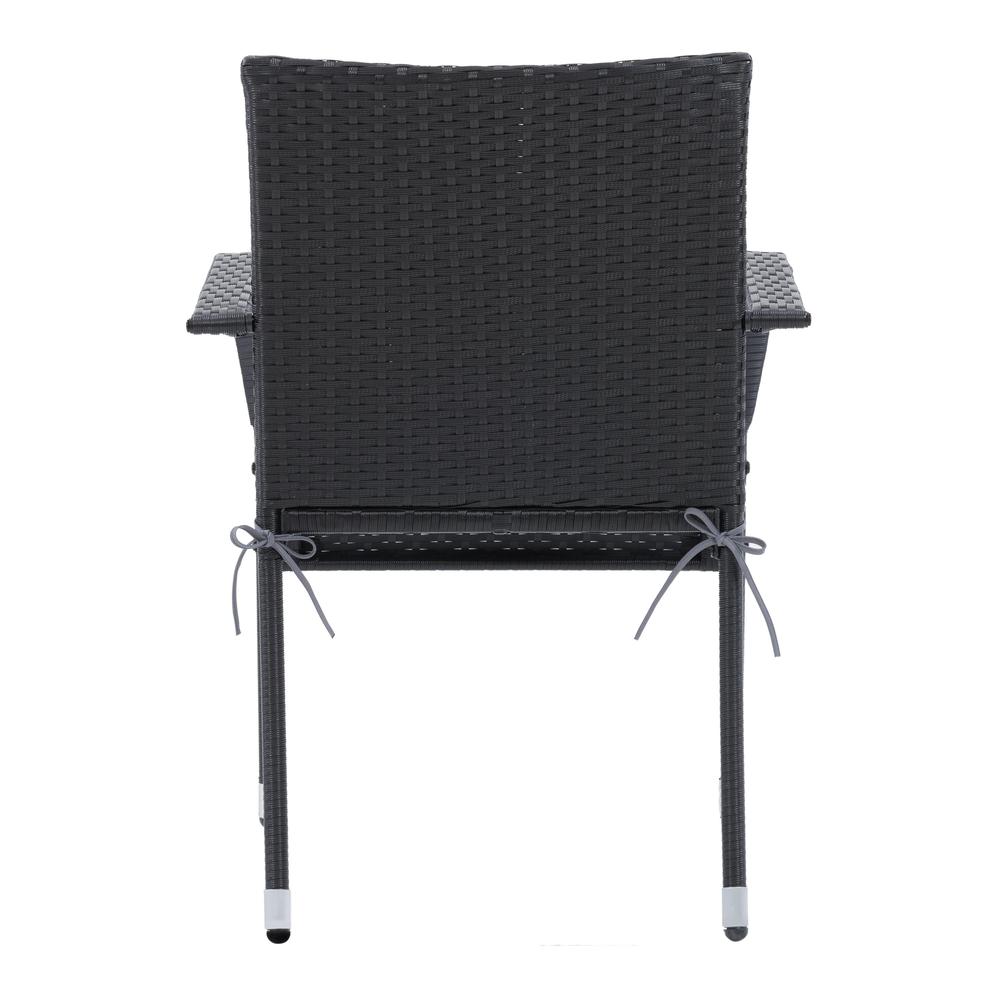 CorLiving Parksville Patio Stackable Dining Chair Set - Black with Ash Grey Cushions, 2pc. Picture 4