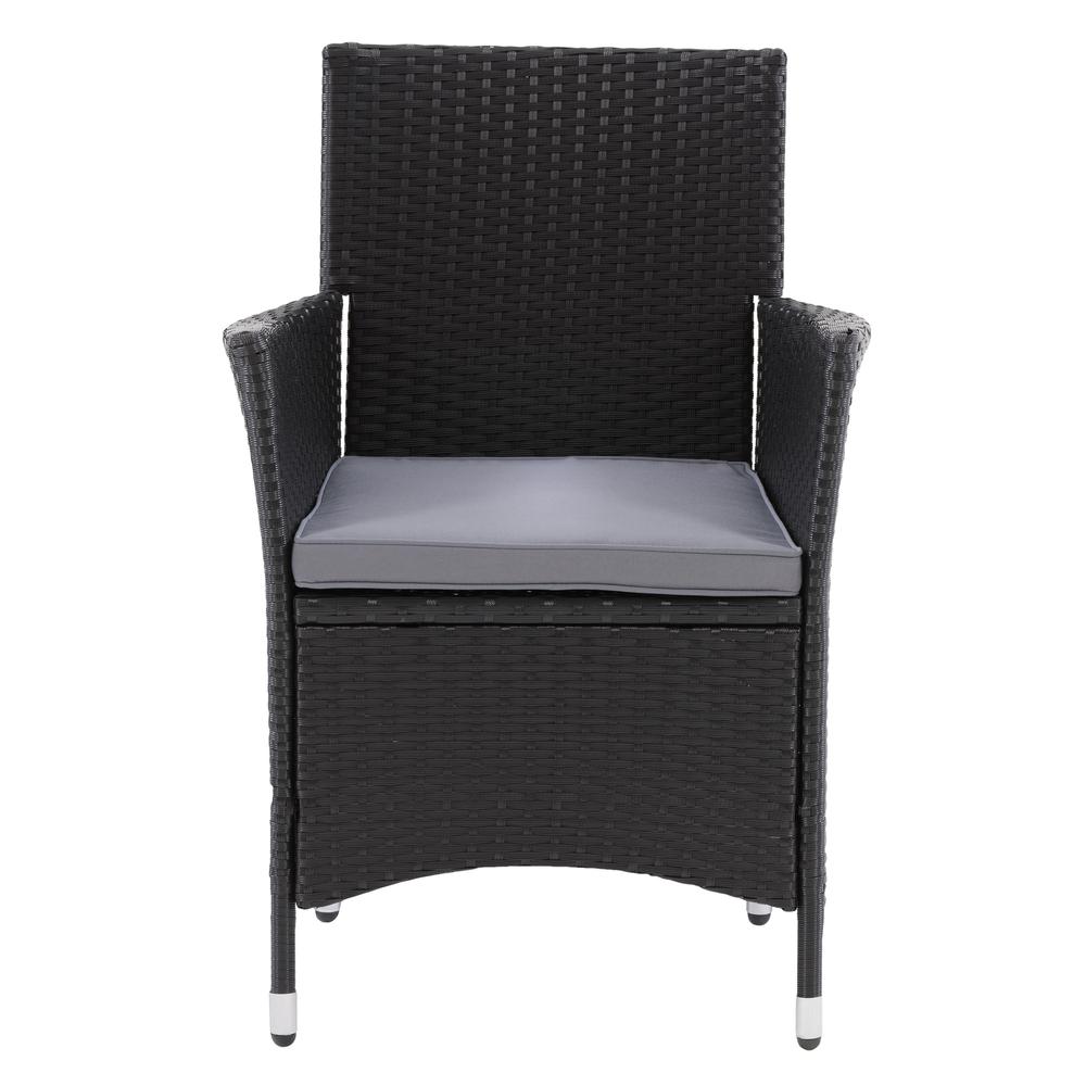 CorLiving Parksville Patio Dining Armchair Set - Black with Ash Grey Cushions, 2pc. Picture 2