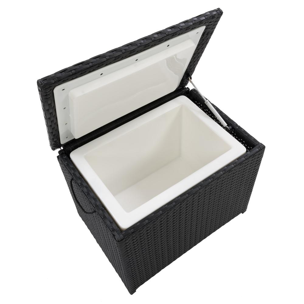 CorLiving Parksville Black Rattan Insulated Cooler Table. Picture 8