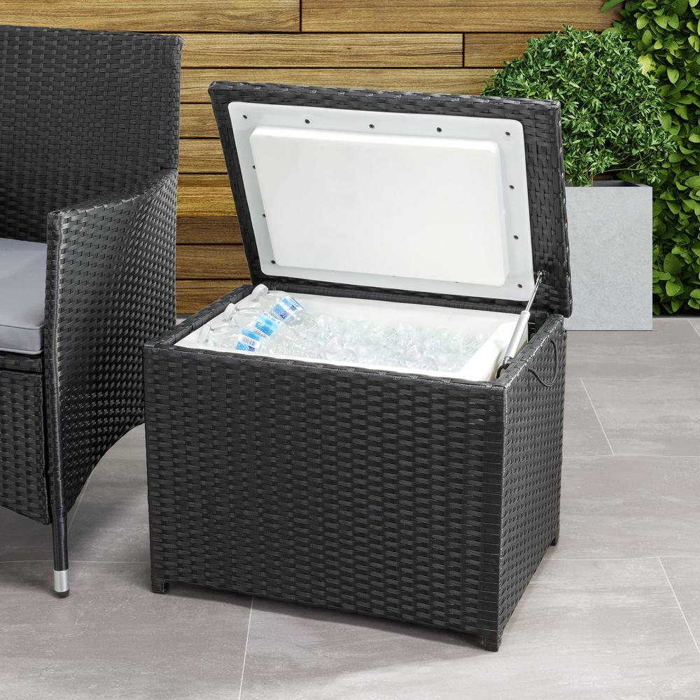 CorLiving Parksville Black Rattan Insulated Cooler Table. Picture 2