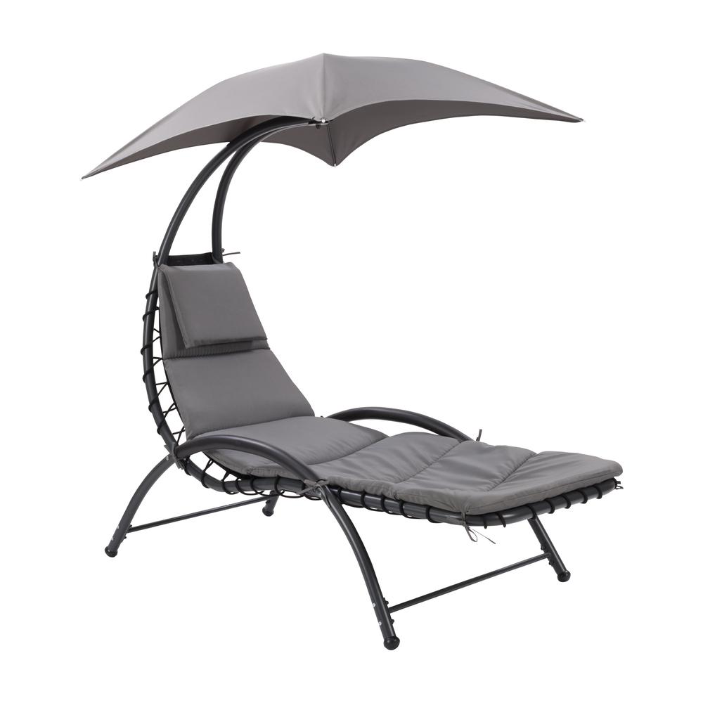 CorLiving Lounge Chair with Canopy Grey. Picture 1