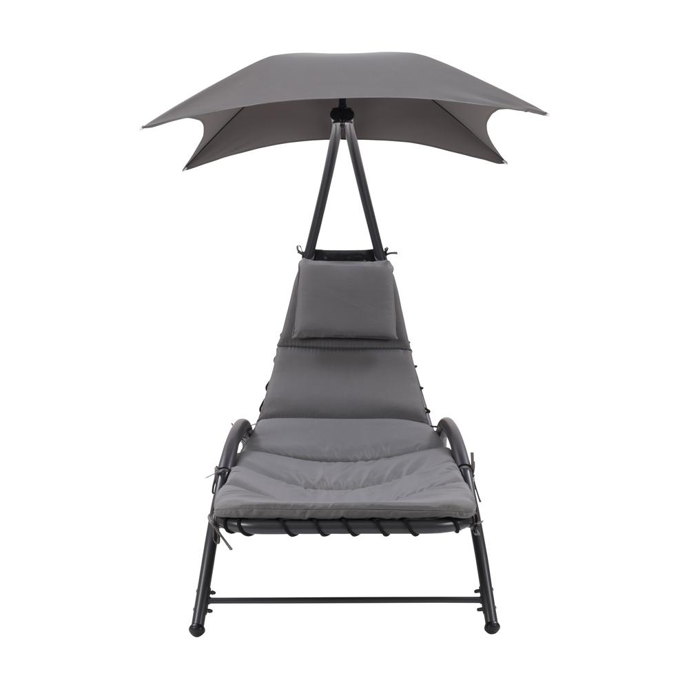 CorLiving Lounge Chair with Canopy Grey. Picture 2