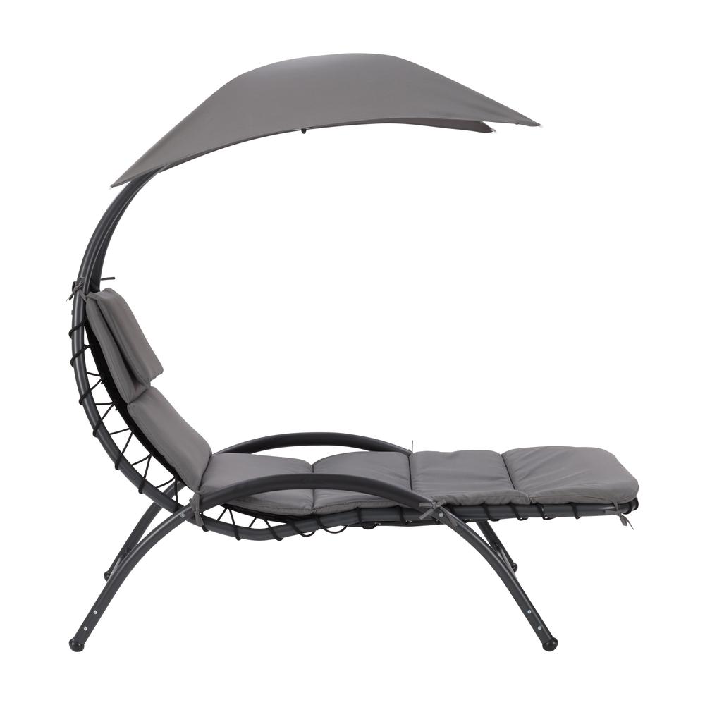 CorLiving Lounge Chair with Canopy Grey. Picture 3