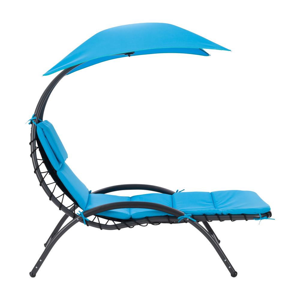CorLiving Lounge Chair with Canopy Blue. Picture 3