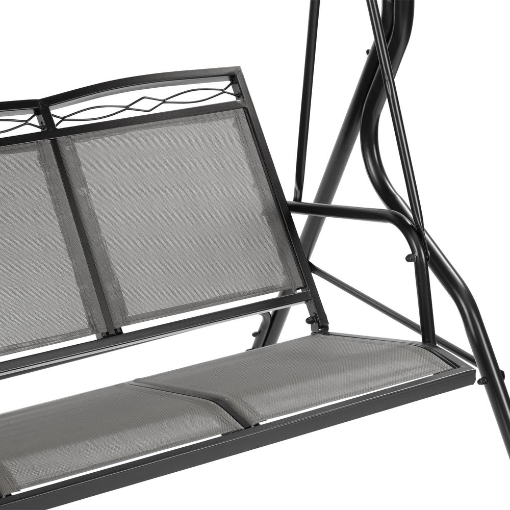 CorLiving 3-Seat Patio Swing with Canopy, Grey. Picture 11