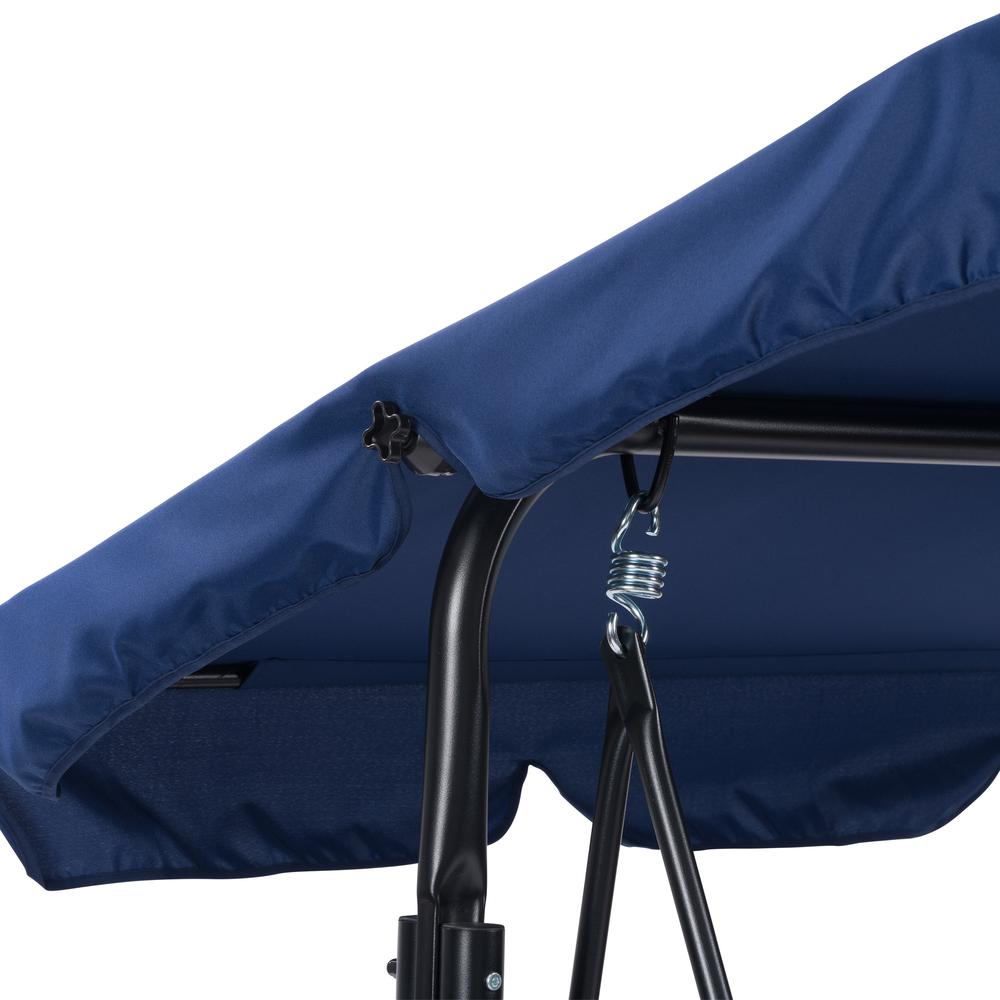 CorLiving 3-Seat Patio Swing with Canopy, Navy Blue. Picture 10