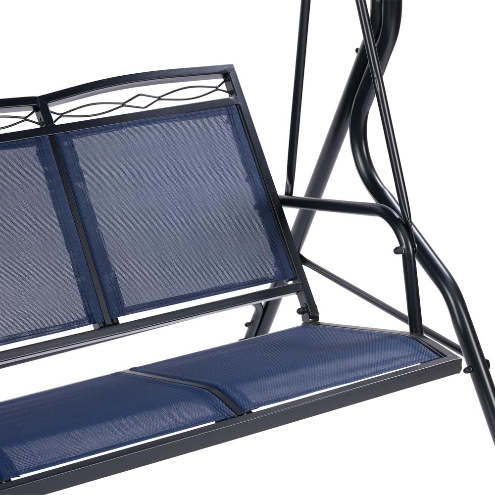 CorLiving 3-Seat Patio Swing with Canopy, Navy Blue. Picture 11