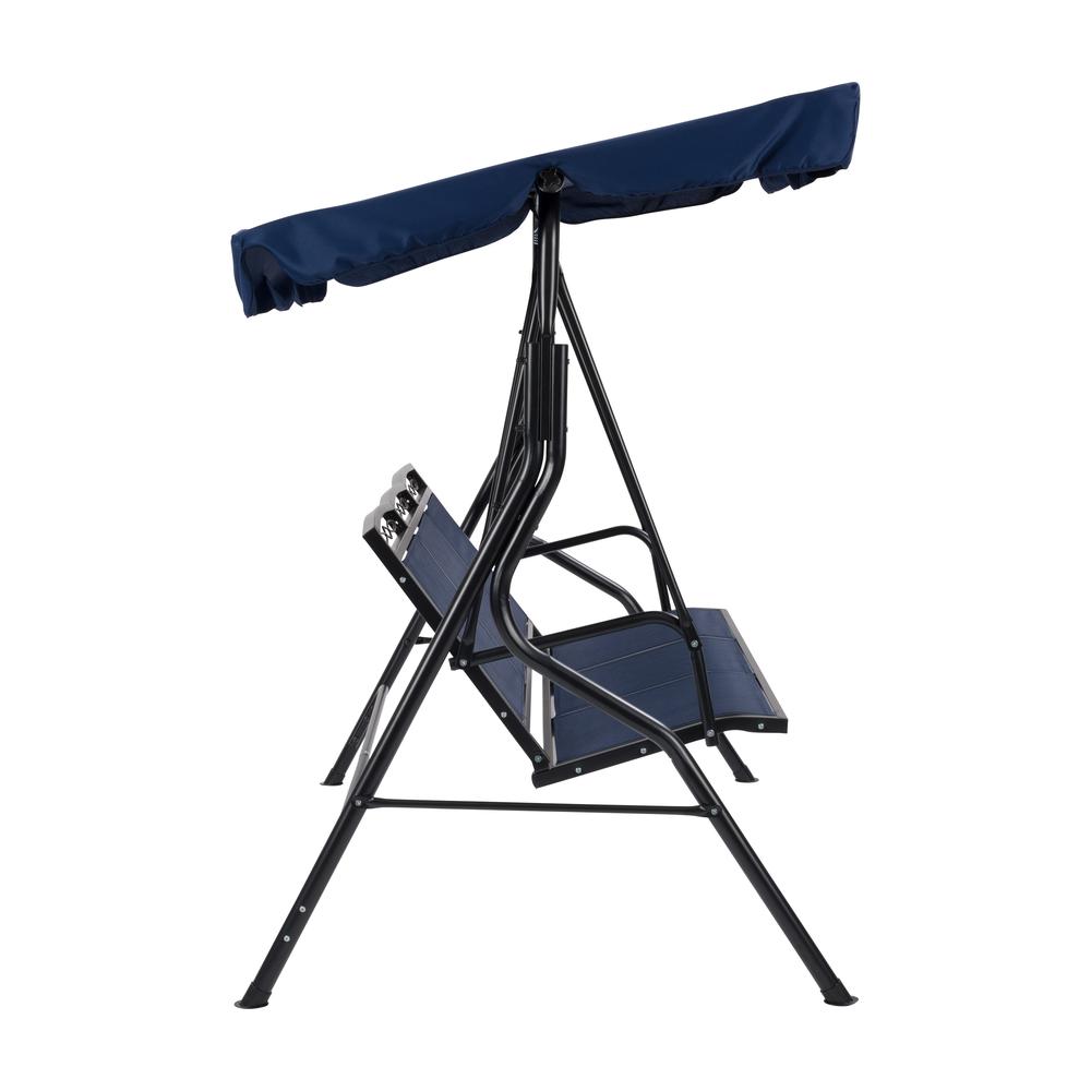 CorLiving 3-Seat Patio Swing with Canopy, Navy Blue. Picture 3