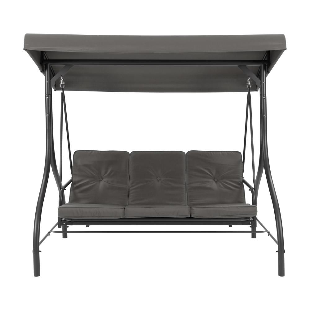 CorLiving Convertible Patio Swing with Canopy Grey. Picture 1