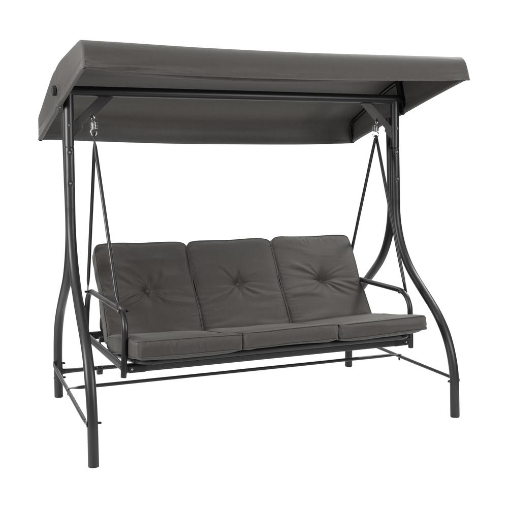 CorLiving Convertible Patio Swing with Canopy Grey. Picture 2