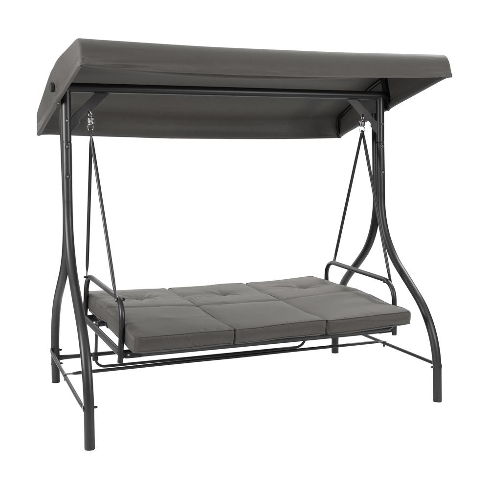 CorLiving Convertible Patio Swing with Canopy Grey. Picture 3