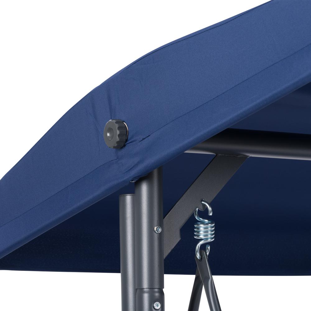 CorLiving Convertible Patio Swing with Canopy Navy Blue. Picture 11