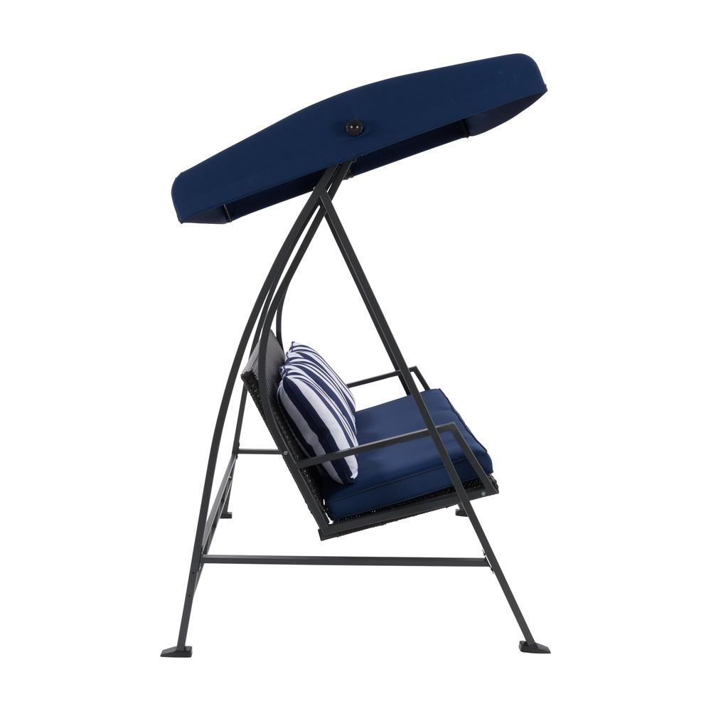 CorLiving 3-Seat Patio Swing with Canopy Navy Blue. Picture 3