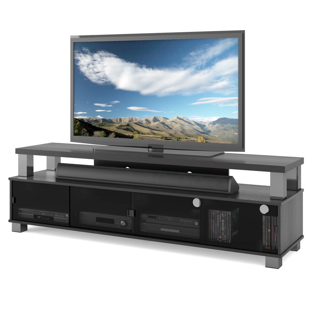 Bromley Two Tier TV Bench in Ravenwood Black, for TVs up to 80". Picture 4