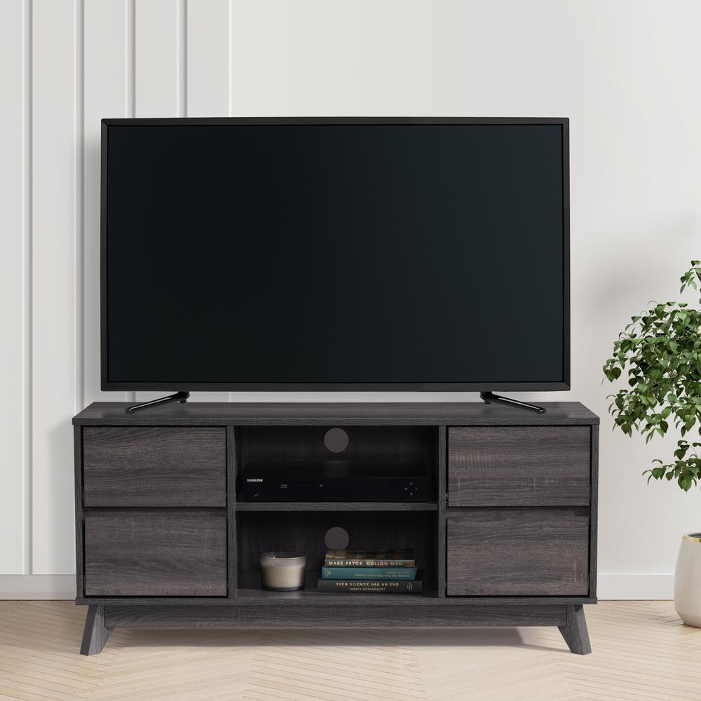 CorLiving Hollywood Dark Grey Wood Grain TV Stand with Drawers for TVs up to 55" Dark Grey. Picture 6