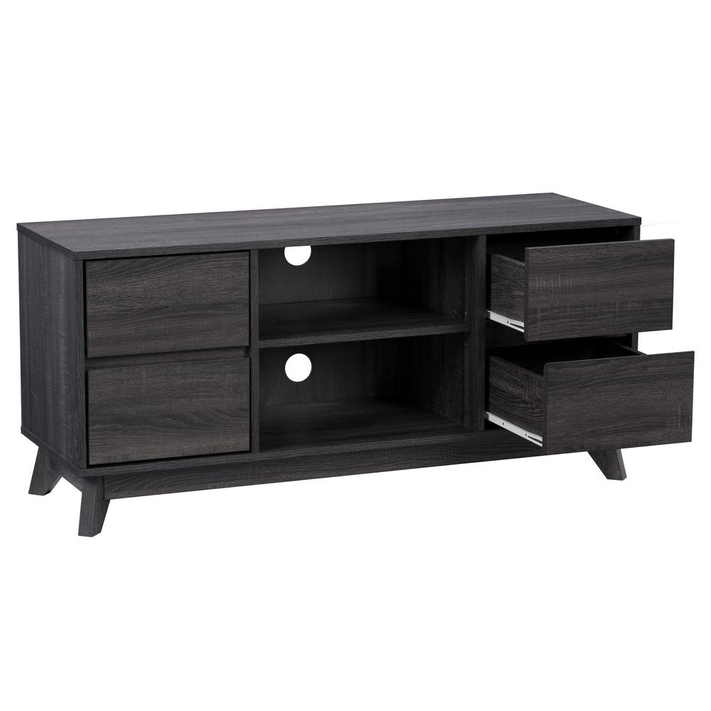 CorLiving Hollywood Dark Grey Wood Grain TV Stand with Drawers for TVs up to 55" Dark Grey. Picture 3