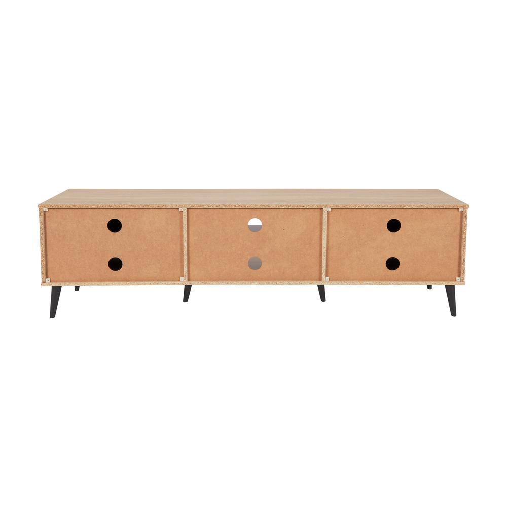 CorLiving TV Bench - Open & Closed Storage, TVs up to 85" Light Wood. Picture 5