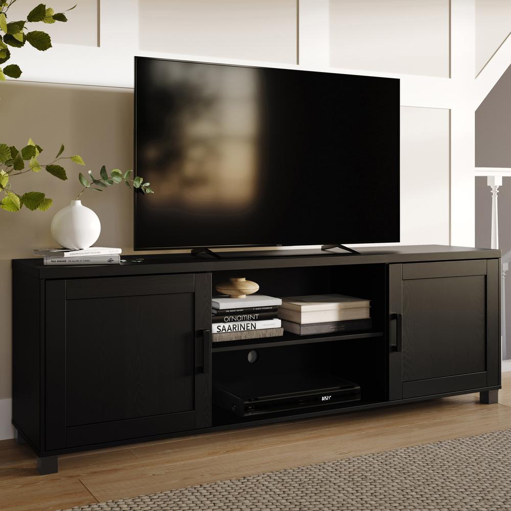CorLiving TV Stand with Doors, TVs up to 85" Black Ravenwood. Picture 6