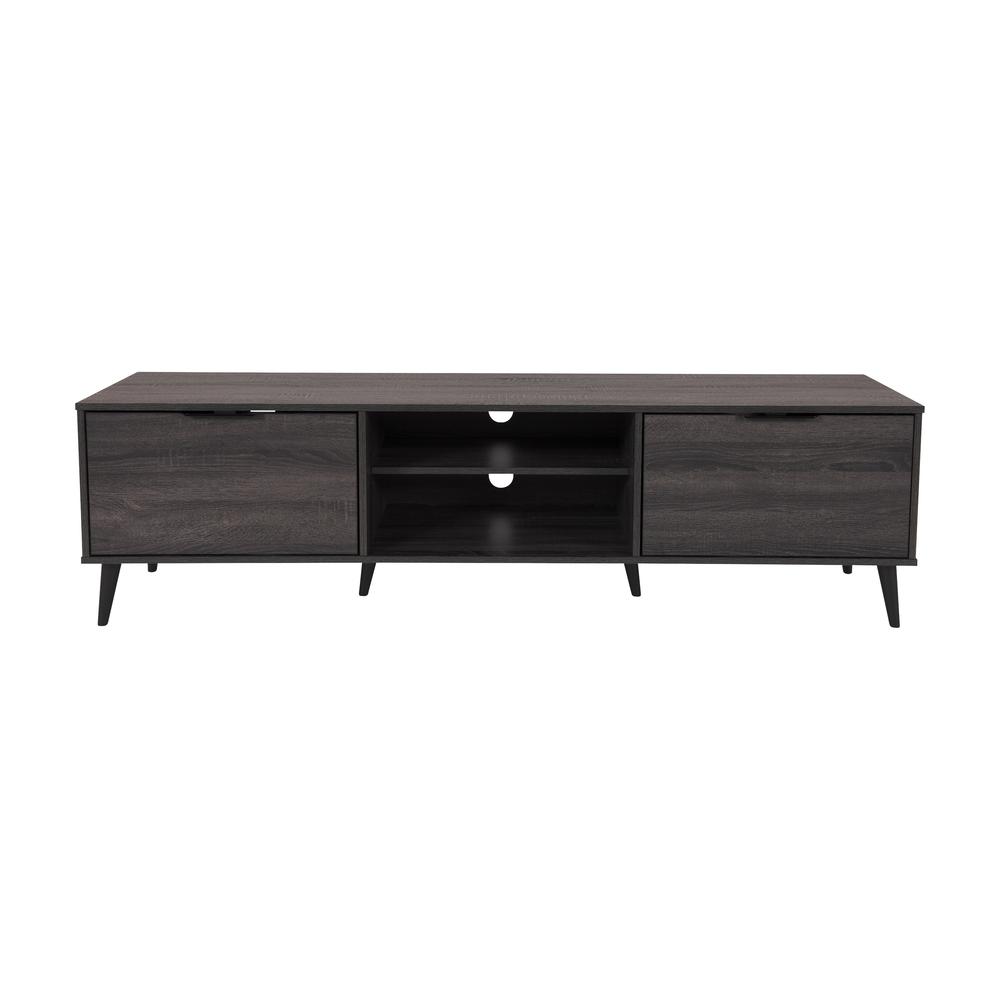 CorLiving TV Bench - Open & Closed Storage, TVs up to 85" Dark Grey. Picture 1