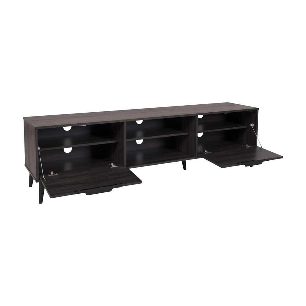 CorLiving TV Bench - Open & Closed Storage, TVs up to 85" Dark Grey. Picture 3