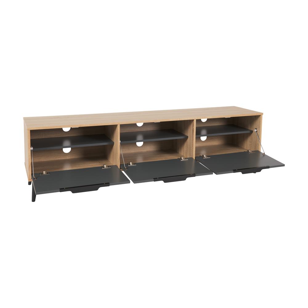 CorLiving TV Bench with Cabinet Storage, TVs up to 85" Light Wood. Picture 3