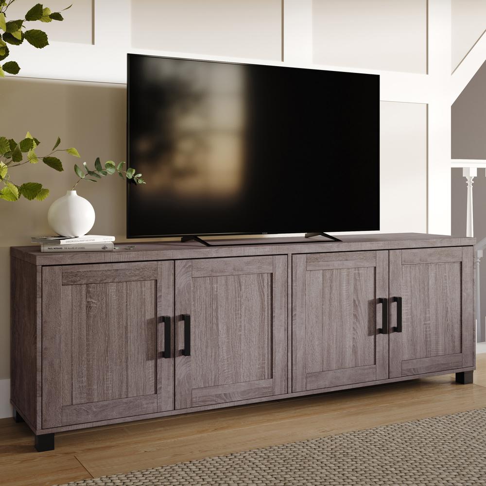 CorLiving TV Stand with Doors, TVs up to 85", Brown. Picture 6