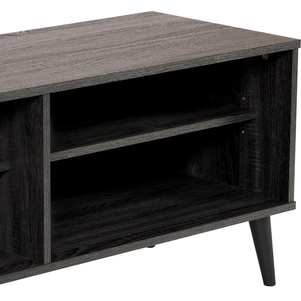 CorLiving TV Bench with Open Shelves, TVs up to 85" Dark Grey. Picture 8