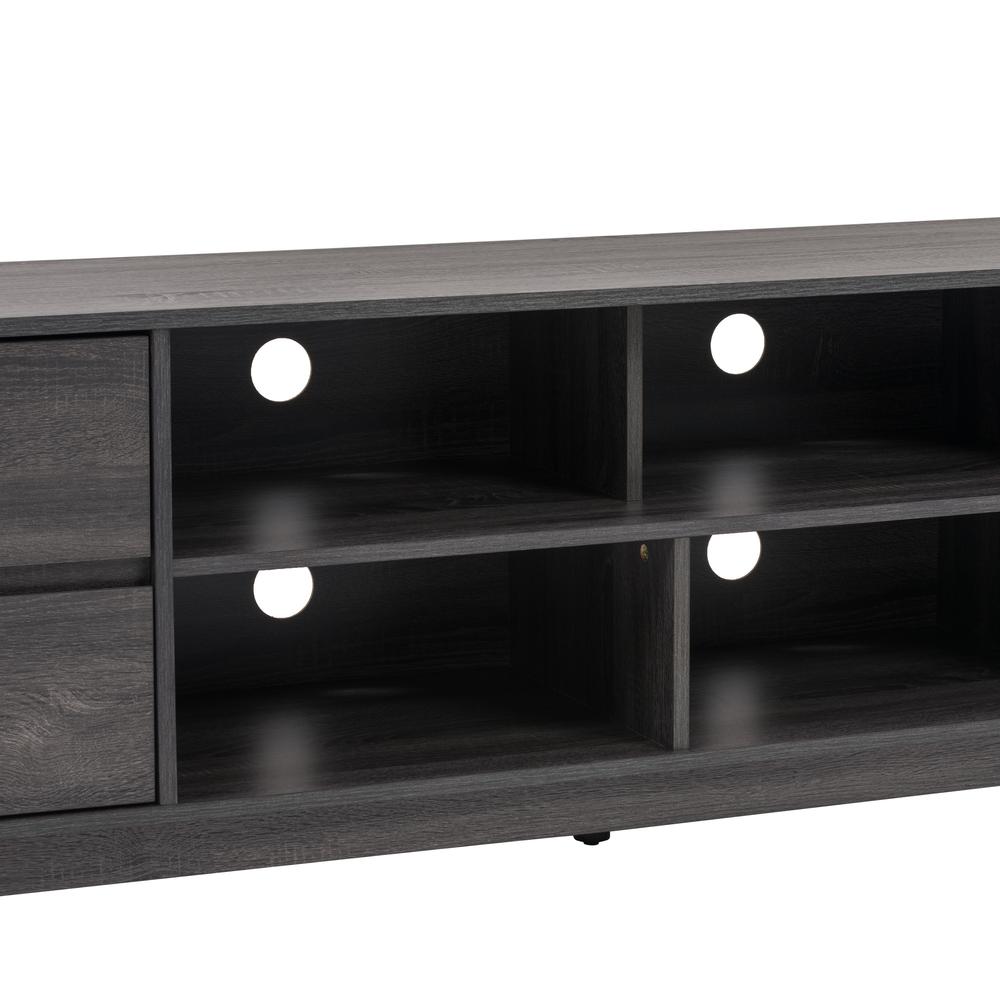 CorLiving Hollywood Dark Grey Wood Grain TV Stand with Drawers for TVs up to 85". Picture 12