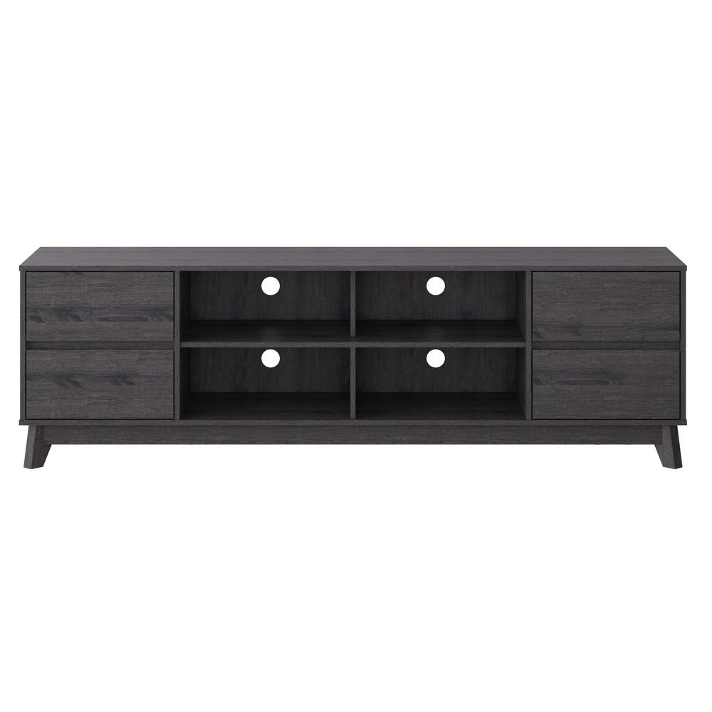 CorLiving Hollywood Dark Grey Wood Grain TV Stand with Drawers for TVs up to 85". Picture 1