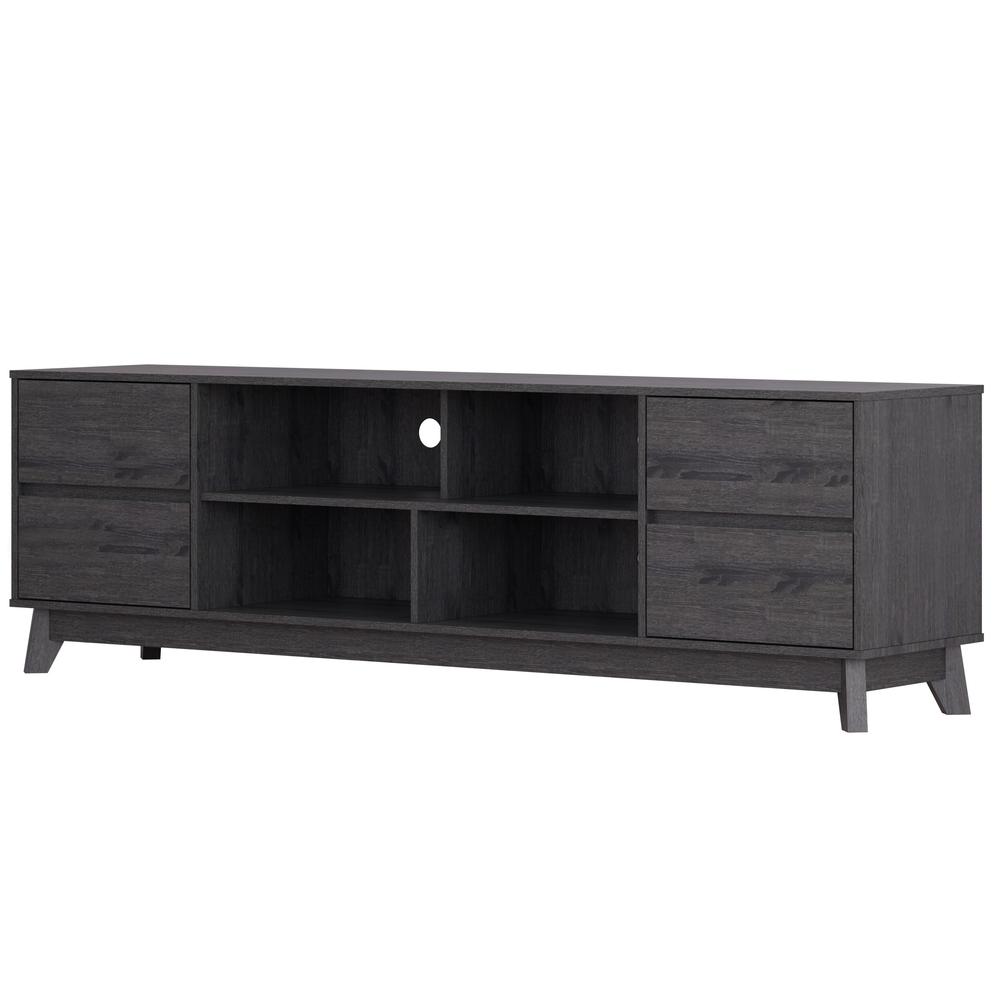CorLiving Hollywood Dark Grey Wood Grain TV Stand with Drawers for TVs up to 85". Picture 5