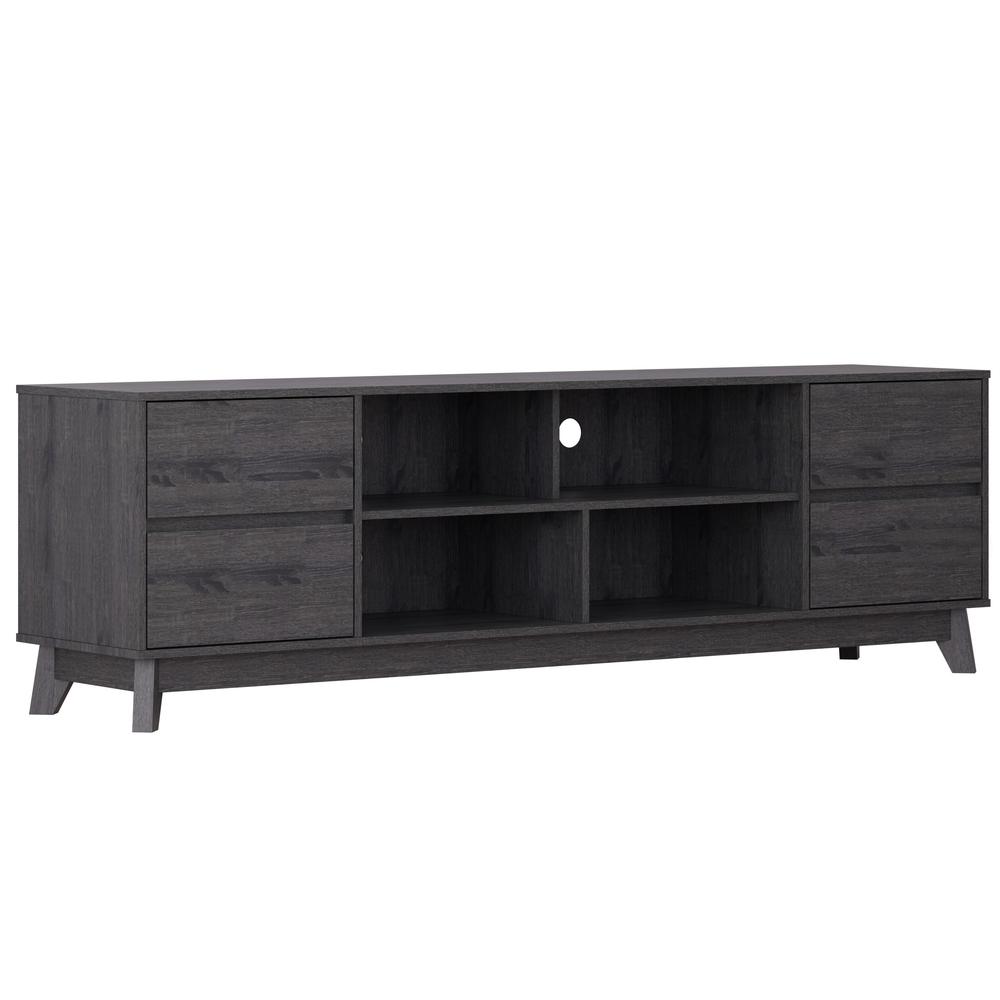 CorLiving Hollywood Dark Grey Wood Grain TV Stand with Drawers for TVs up to 85". Picture 7