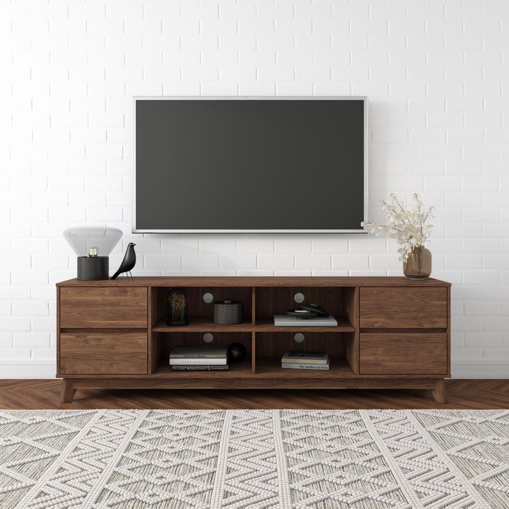 CorLiving Hollywood Brown Wood Grain TV Stand with Drawers for TVs up to 85". Picture 2
