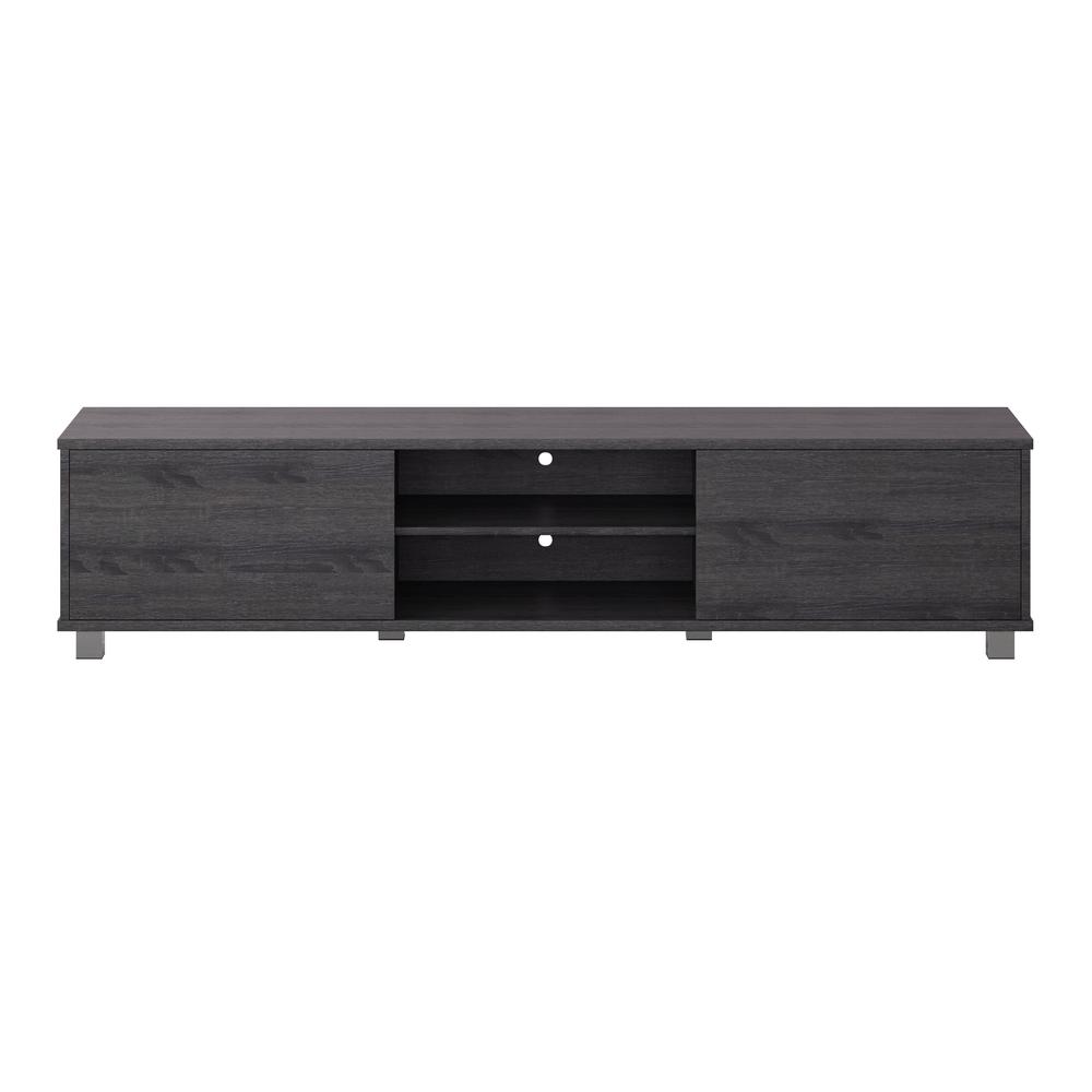 CorLiving Hollywood Dark Grey Wood Grain TV Stand with Doors for TVs up to 85". Picture 1
