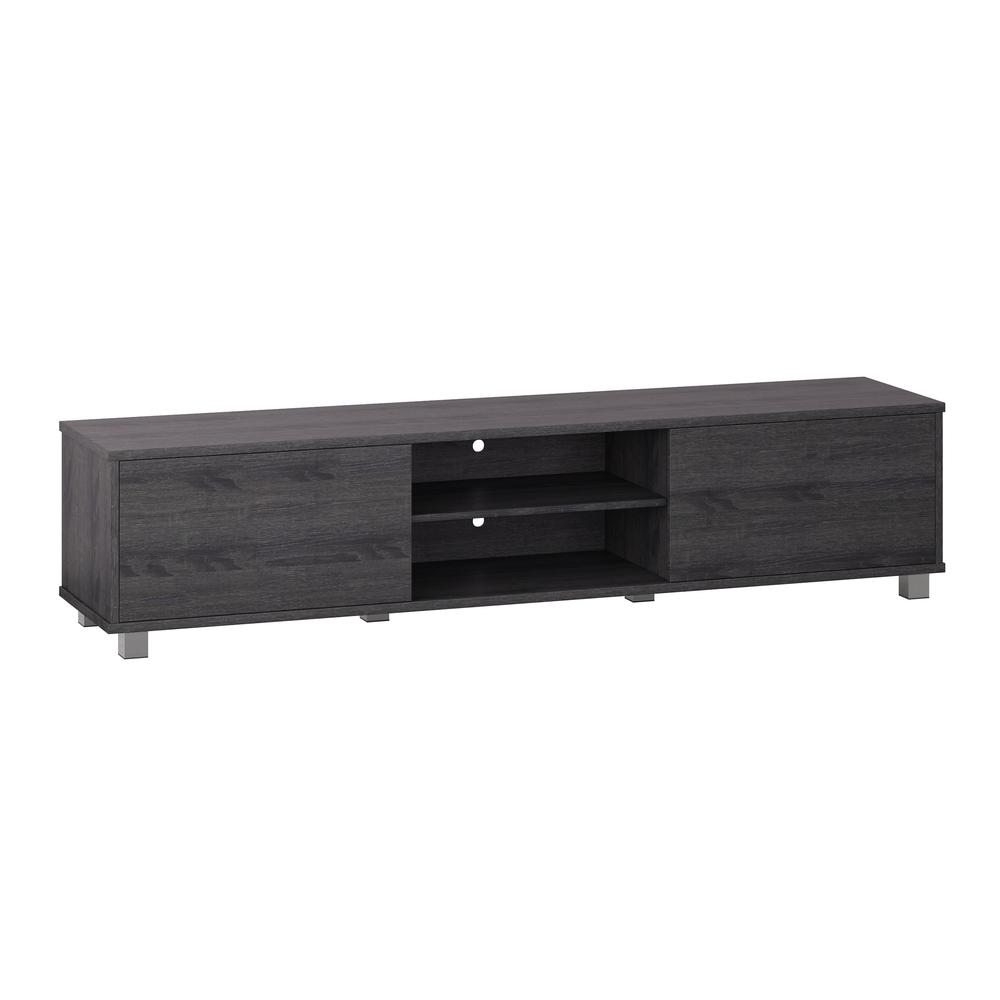 CorLiving Hollywood Dark Grey Wood Grain TV Stand with Doors for TVs up to 85". Picture 5